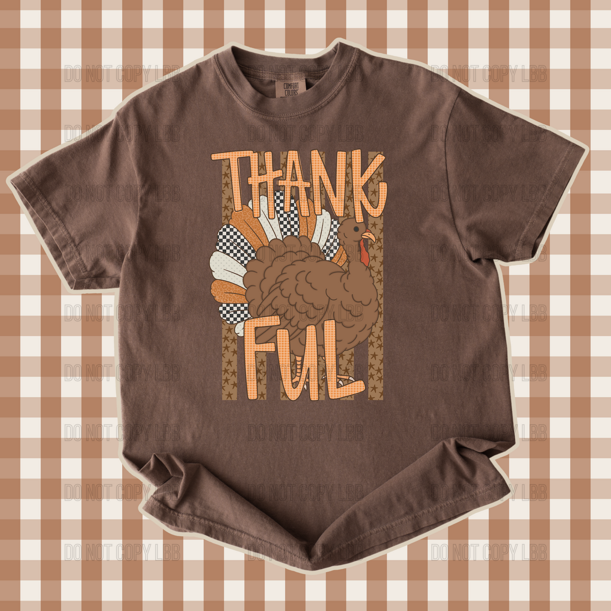 Thankful gingham and stars DTF TRANSFER
