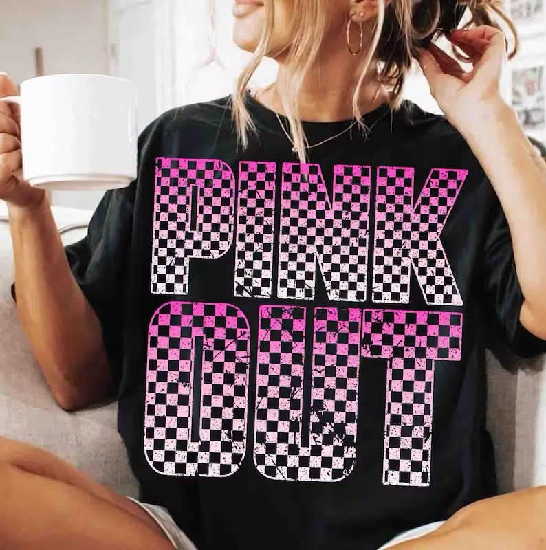 Pink out check DTF TRANSFER