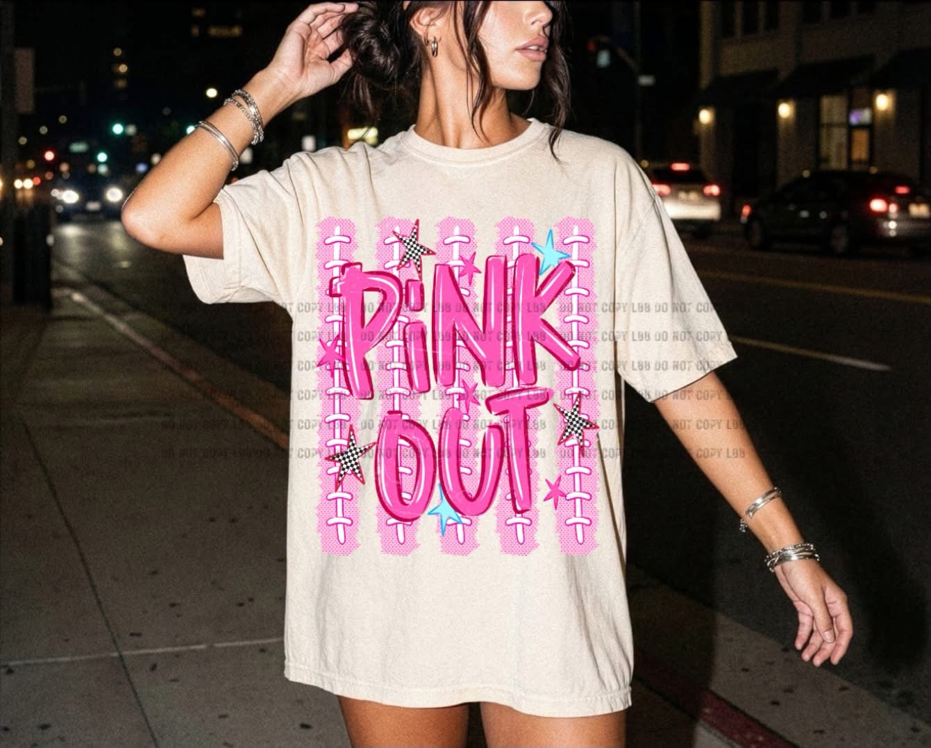 Pink out stripe DTF TRANSFER
