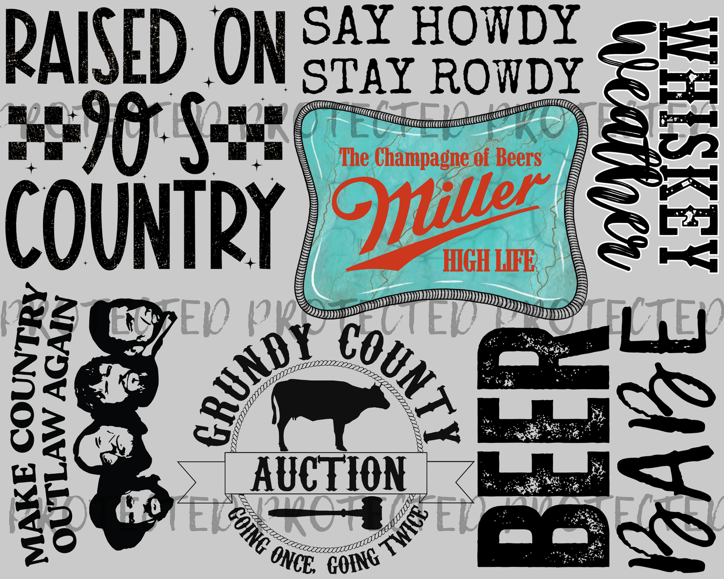 30X24 90'S COUNTRY premade gangsheet