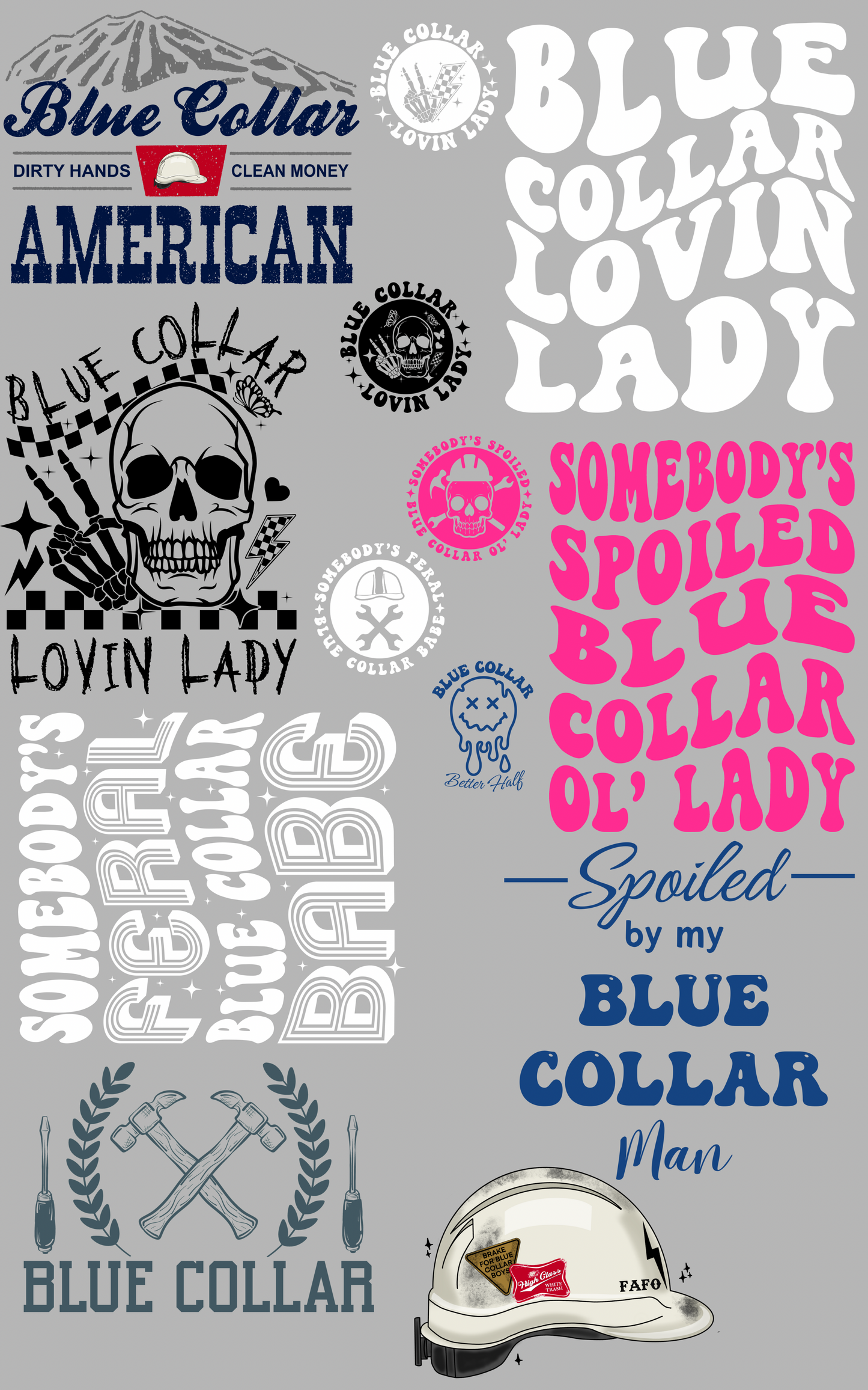 30"x48" Blue Collar Babe gangsheet