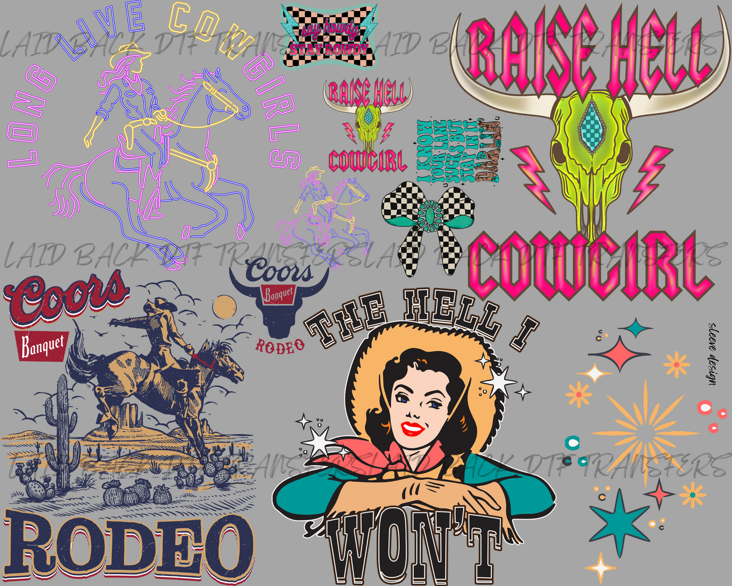 30x24 Raise Hell Cowgirl PREMADE DTF GANGSHEET