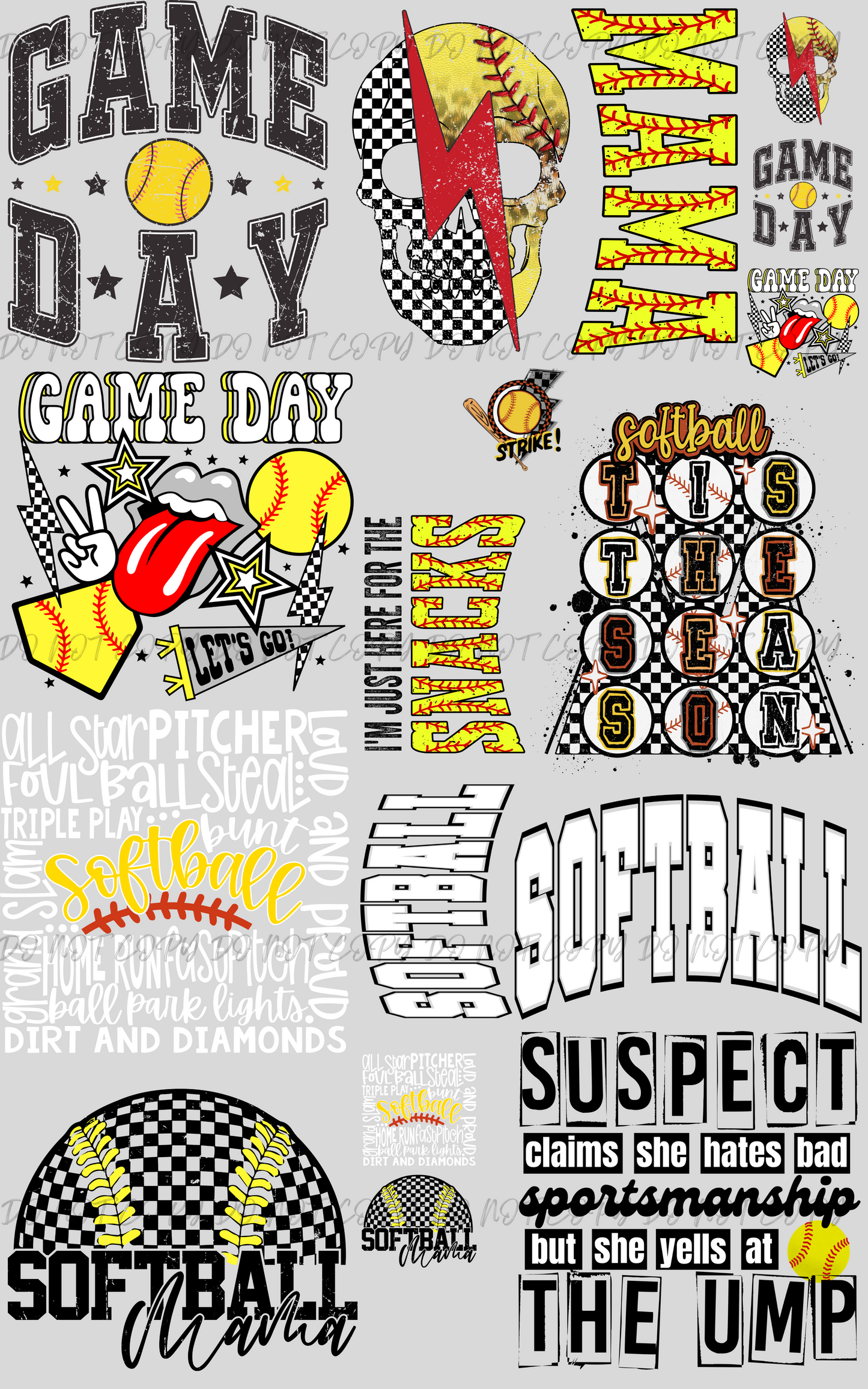 30"x48" Softball Season Premade Gangsheet