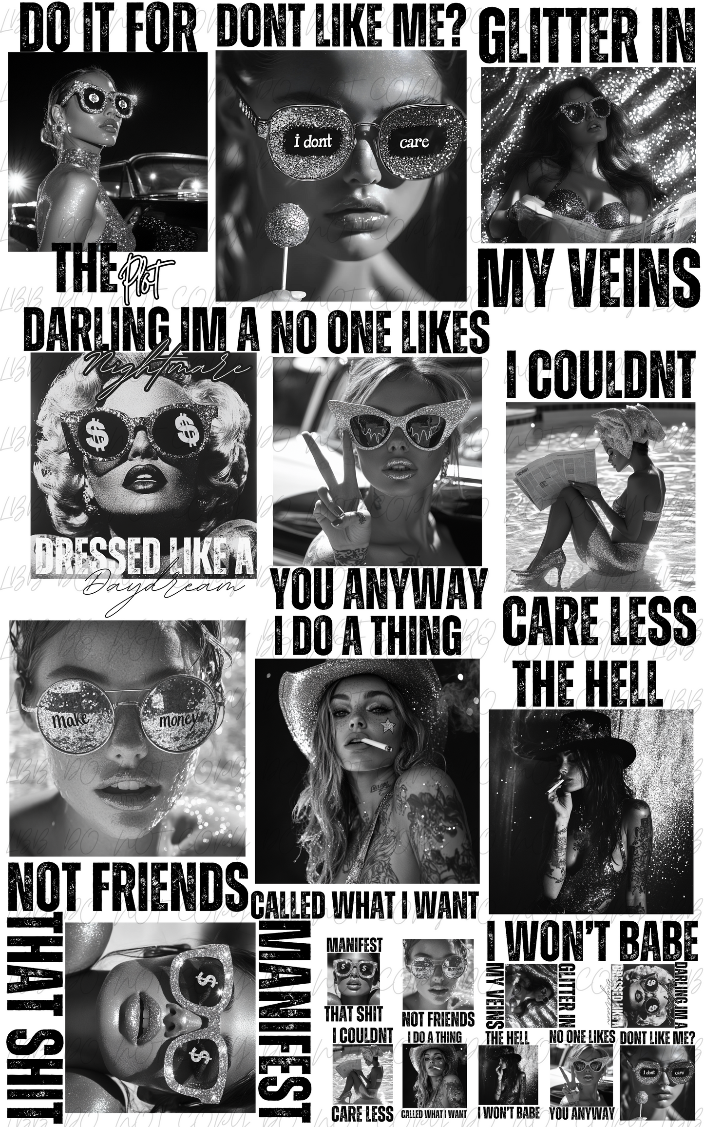 30"x48" B/W SNARKY/PETTY PREMADE GANGSHEET