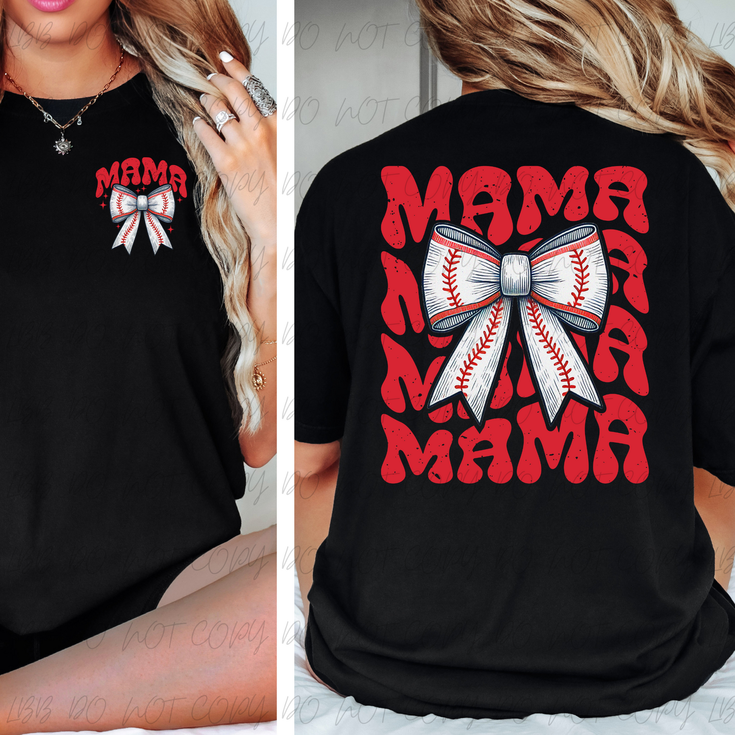 MAMA MAMA MAMA BASEBALL (RED)DTF TRANSFER
