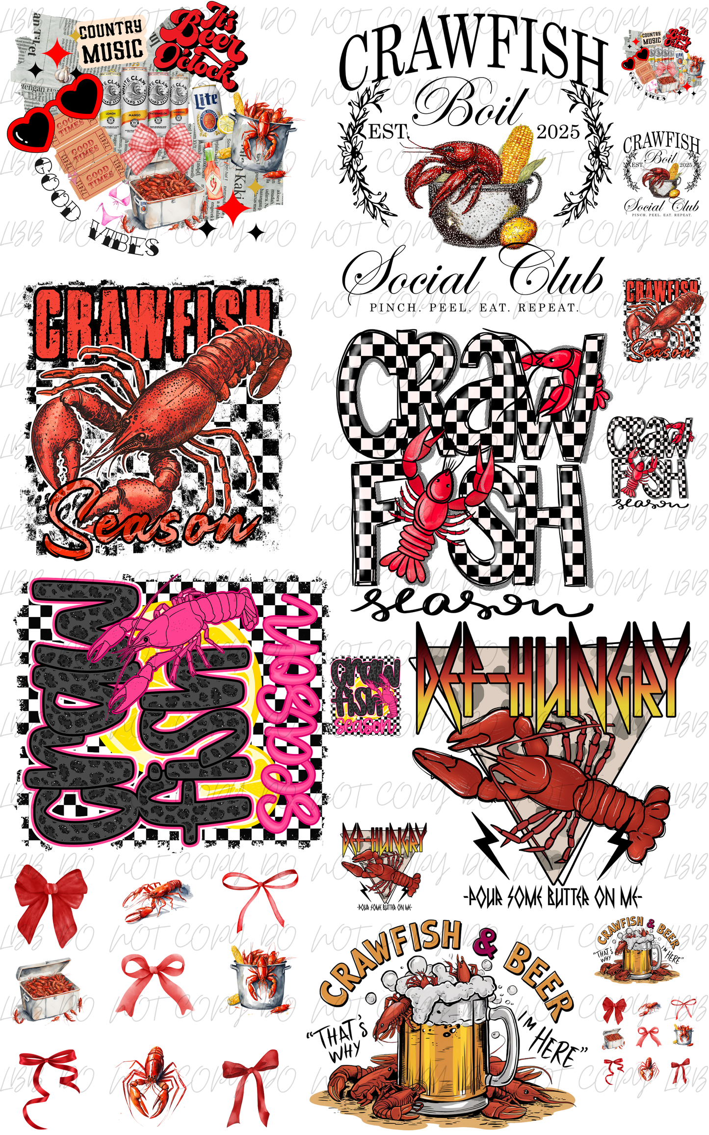 30"x48" crawfish season PREMADE GANGSHEET