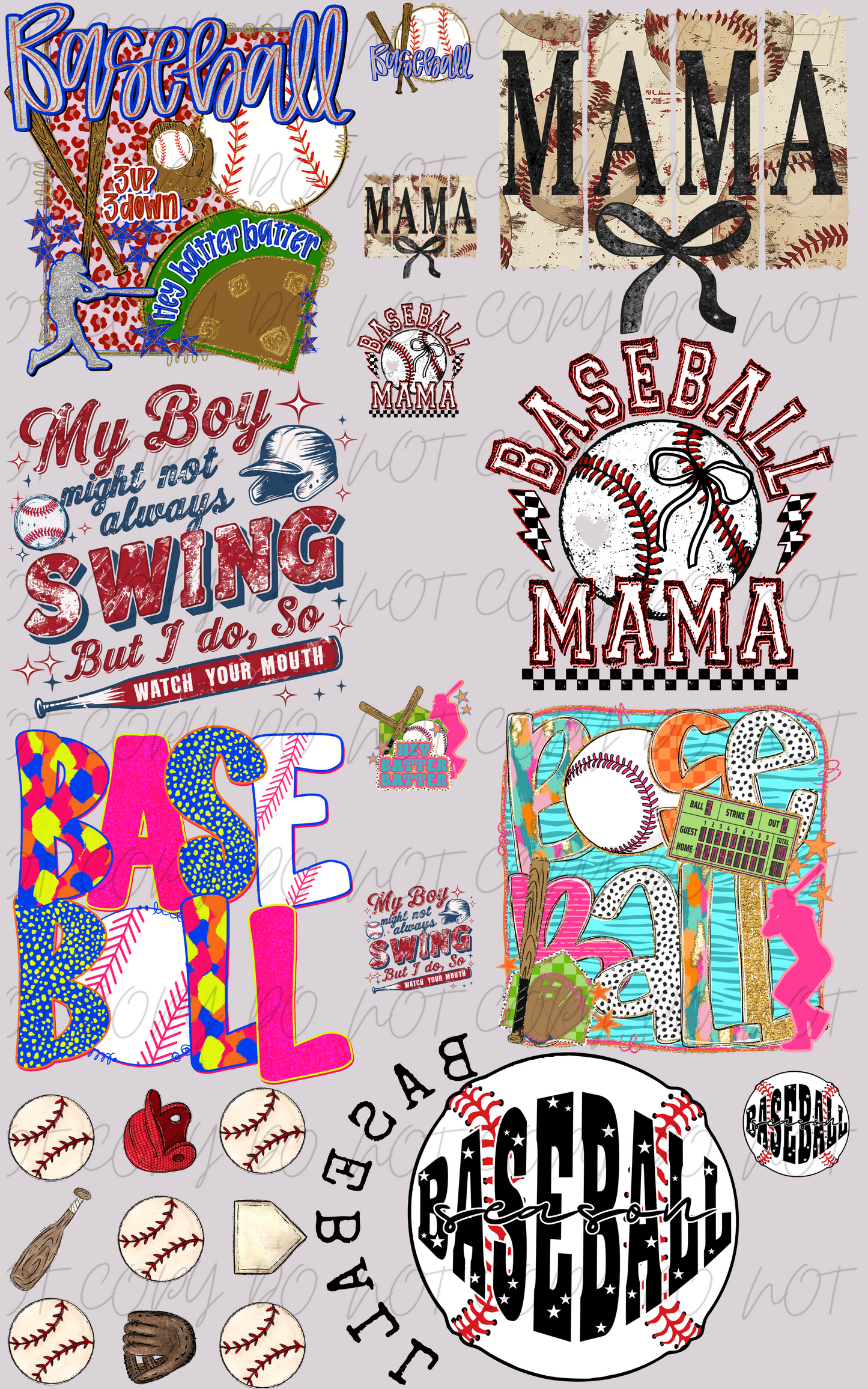 30"x48" Baseball Season NEONS PREMADE GANGSHEET