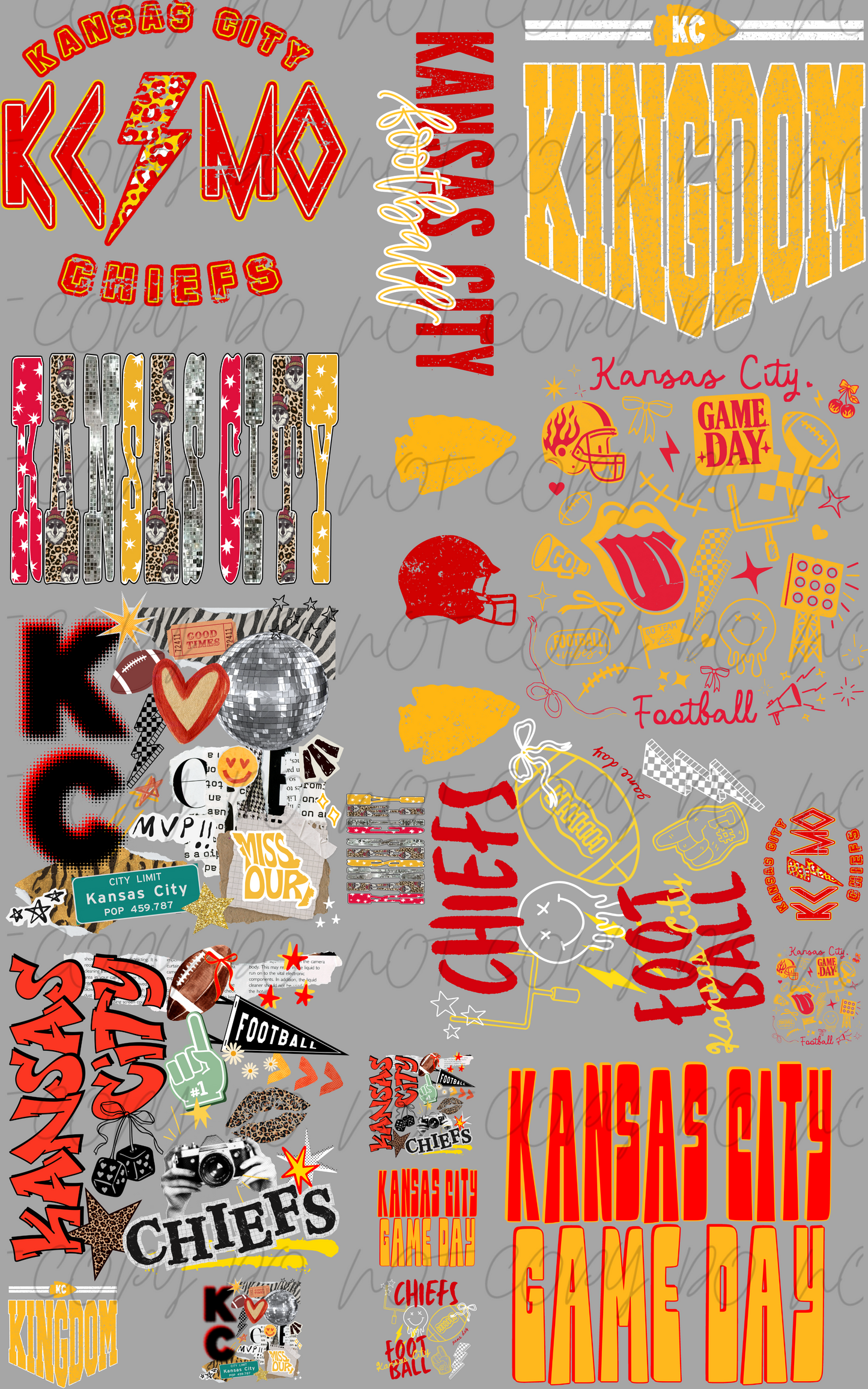 30"x48" KC Kansas City Football HOME PREMADE GANGSHEET