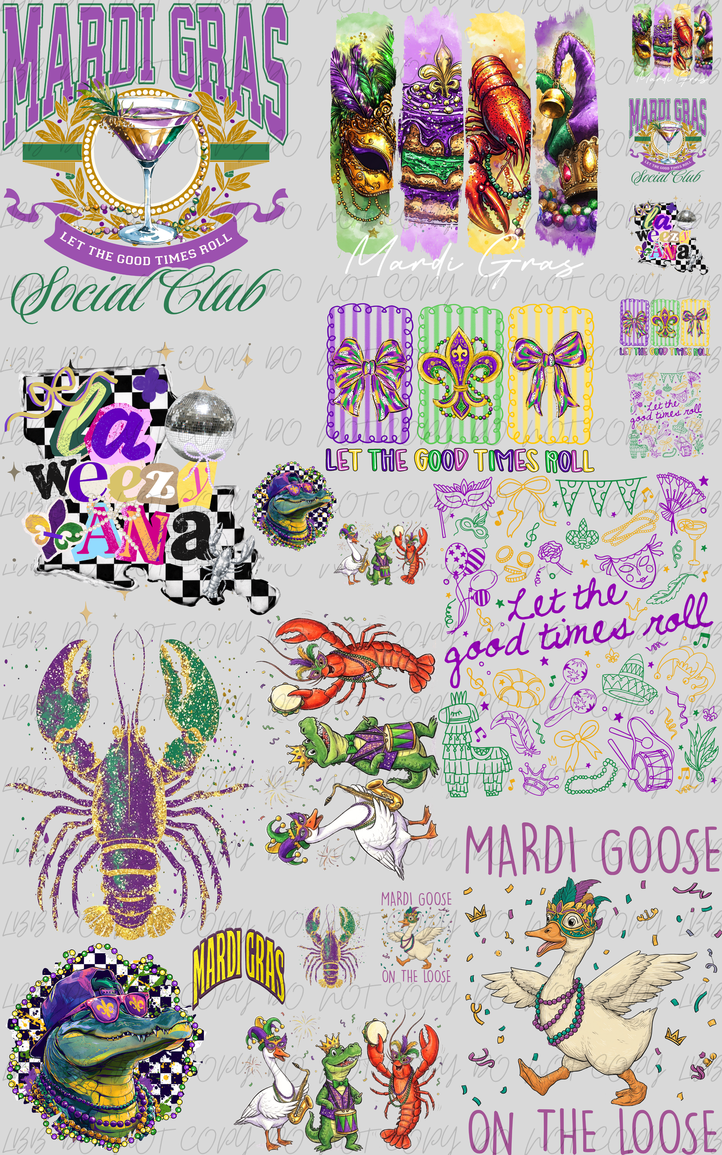 30"x48" Mardi Gras premade gangsheet