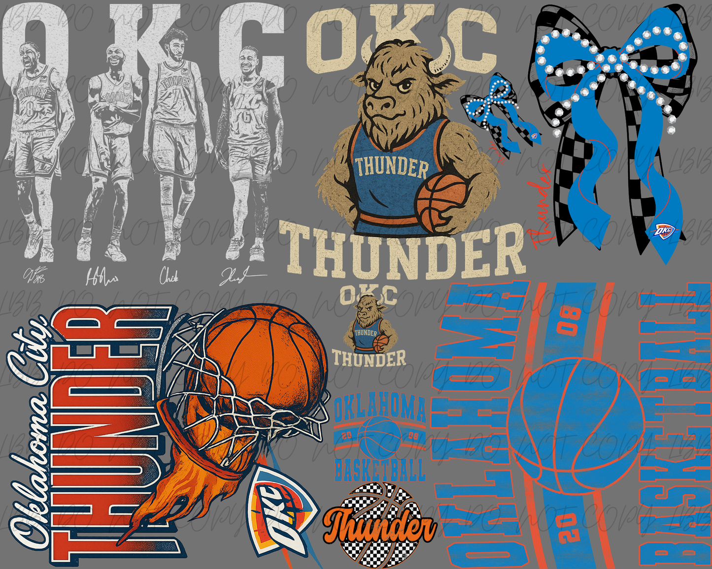 30”x24” Thunder basketball premade gangsheet