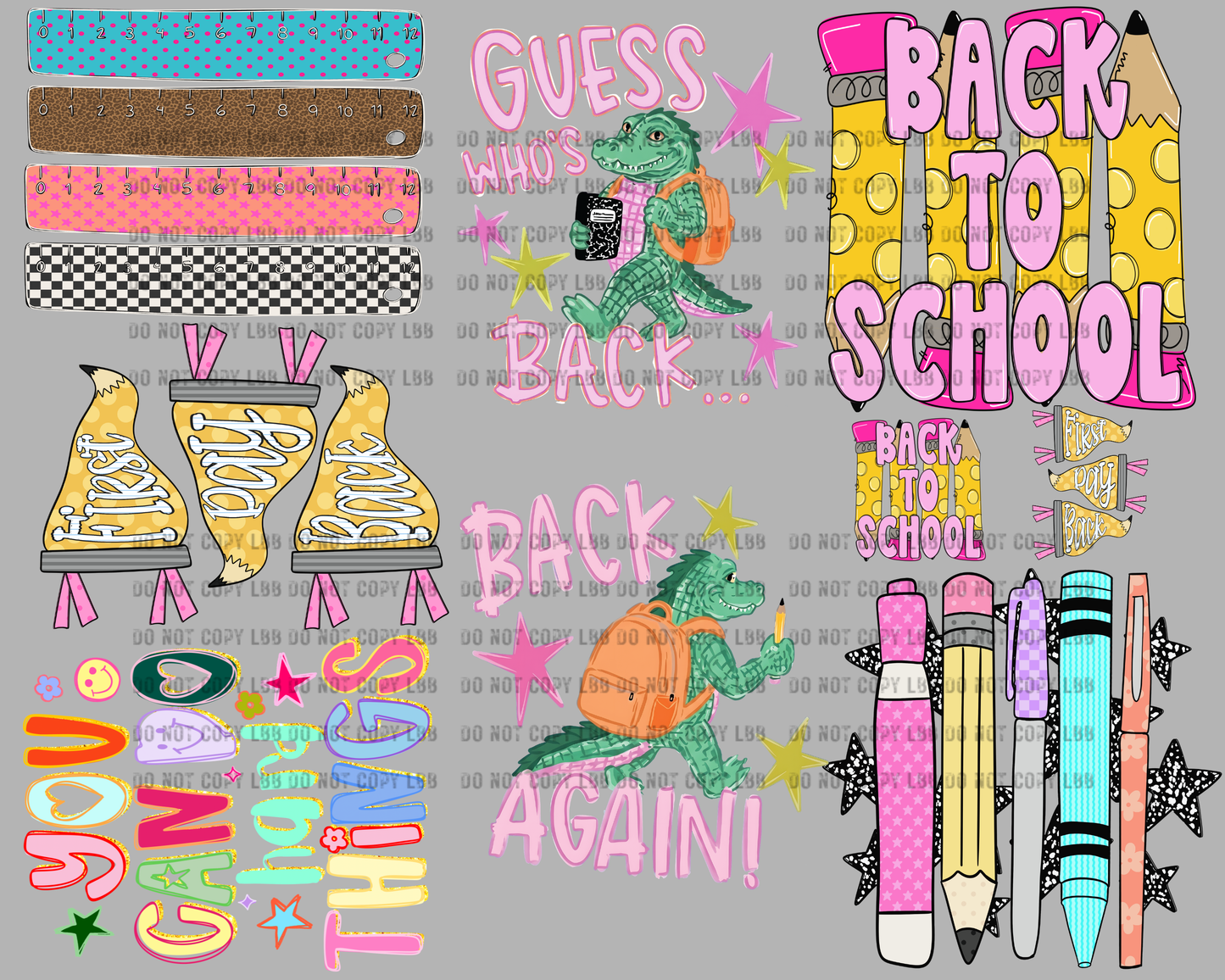 30"x24" Back to school girly PREMADE GANGSHEET