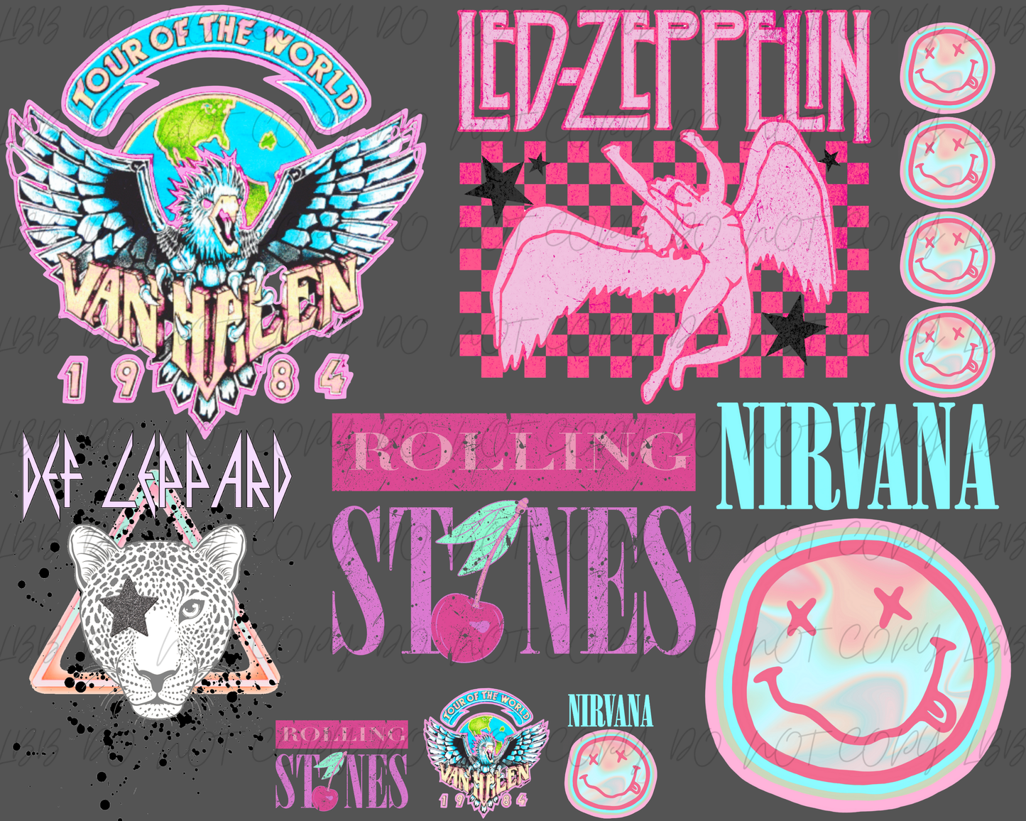 30x24 bands but make it girly premade gangsheet