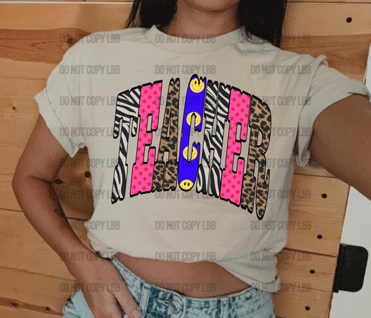 Funky teacher w zebra DTF TRANSFER