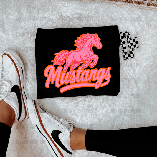 Mustangs PINK & ORANGE DTF TRANSFER