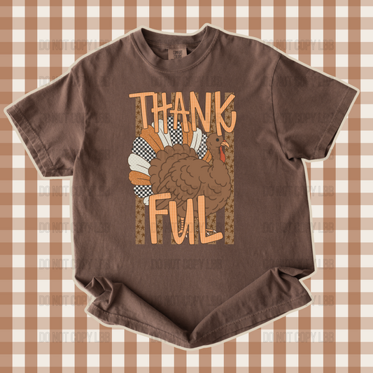 Thankful gingham and stars DTF TRANSFER