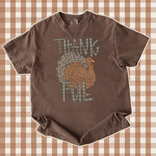 Thankful gingham and camo DTF TRANSFER