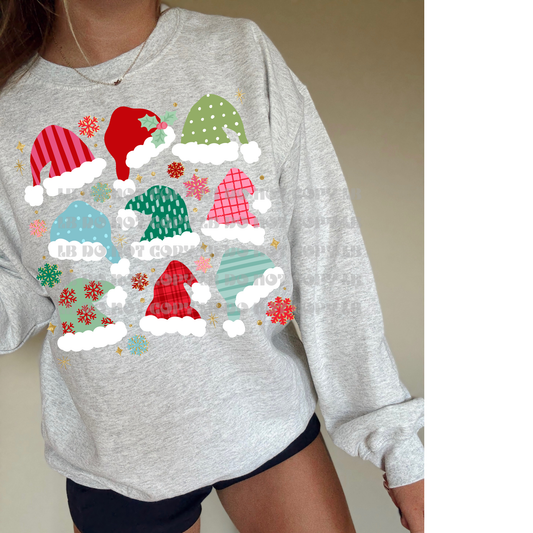 Merry hats with polka stripes DTF TRANSFER