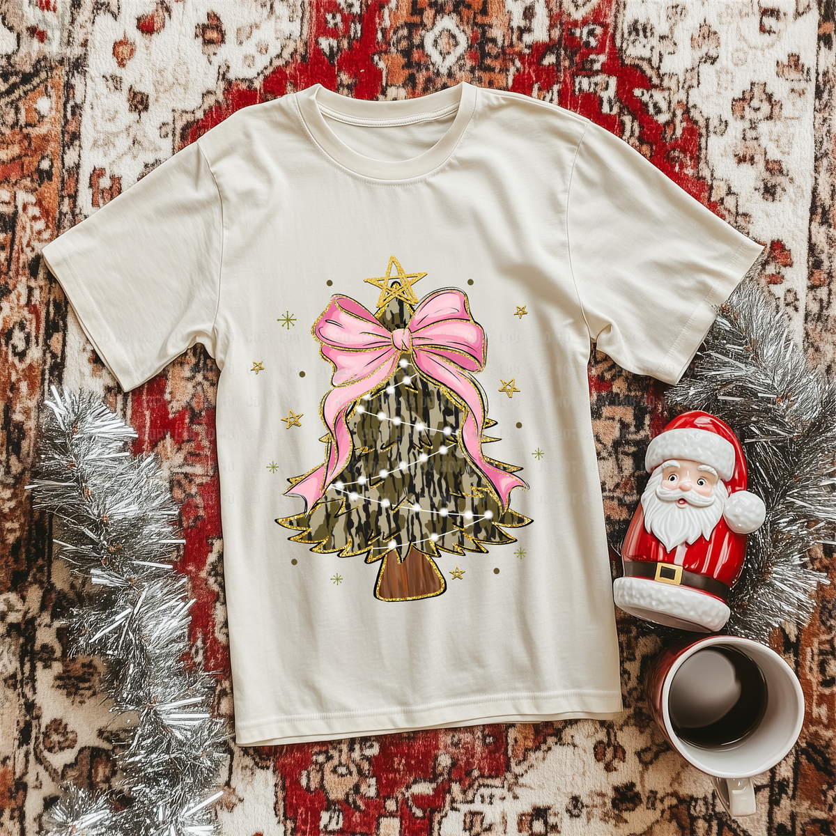 Pink bow tree DTF TRANSFER