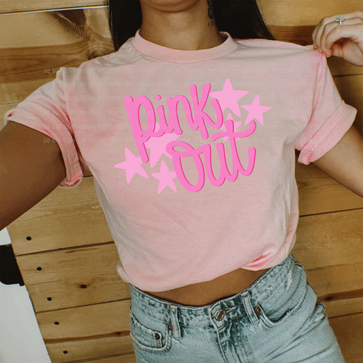 Pink out stars DTF TRANSFER