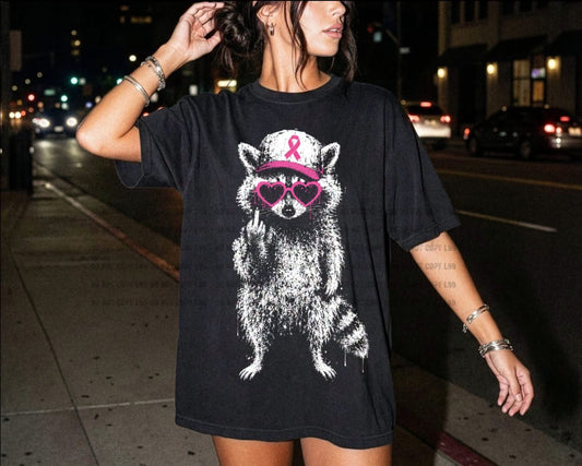 Raccoon breast cancer DTF TRANSFER
