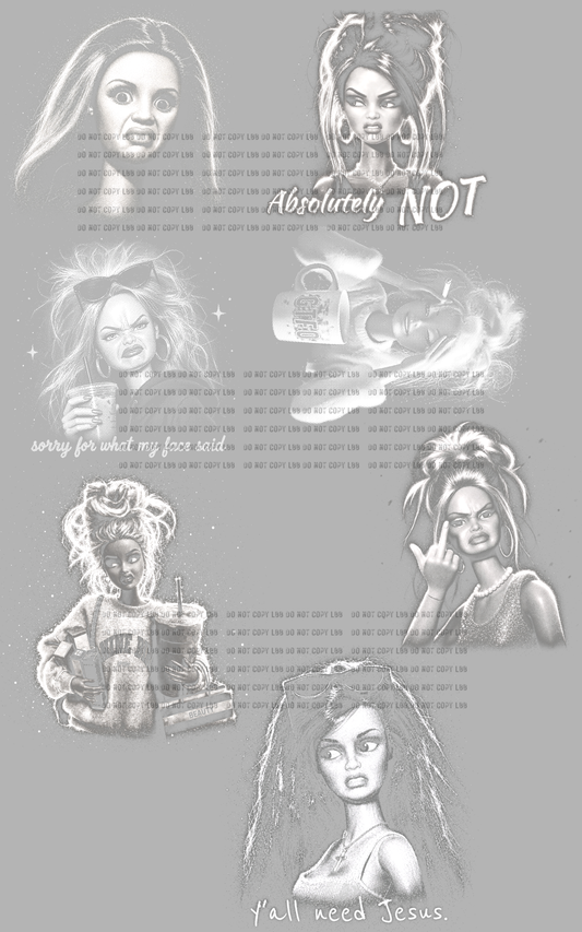 30”x48” petty Barbie half tones premade gangsheet