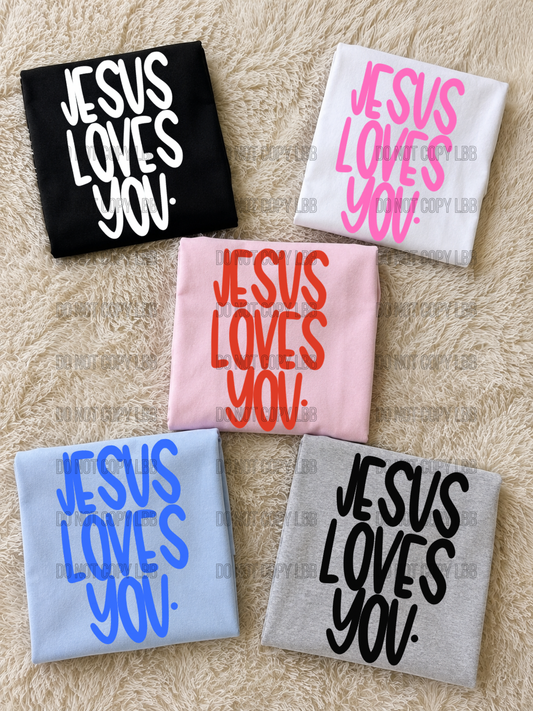 Jesus loves you BLACK DTF TRANSFER