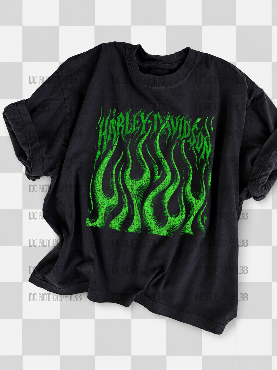 Green flame DTF TRANSFER *dark color shirt only