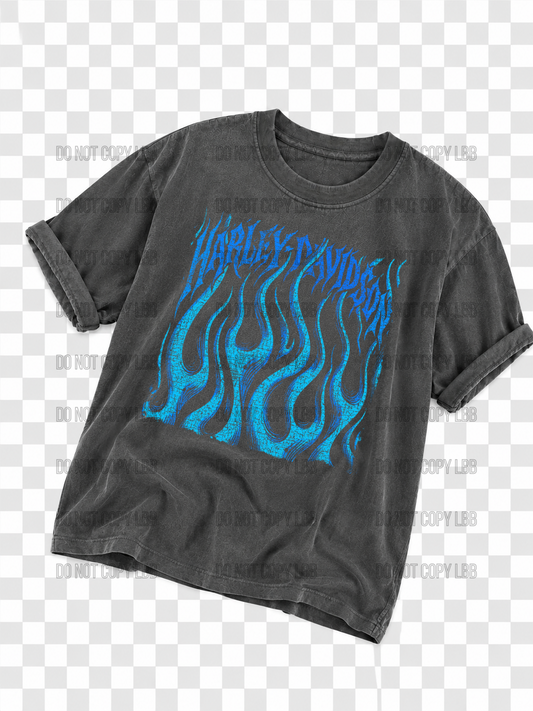 Blue flame DTF TRANSFER *dark color shirt only