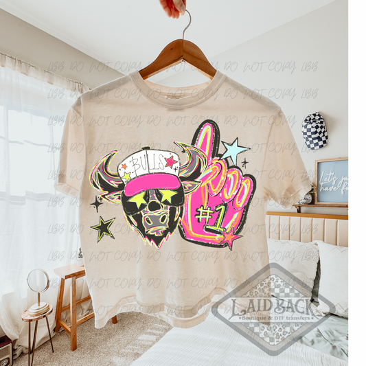 Bulls neon foam finger DTF TRANSFER