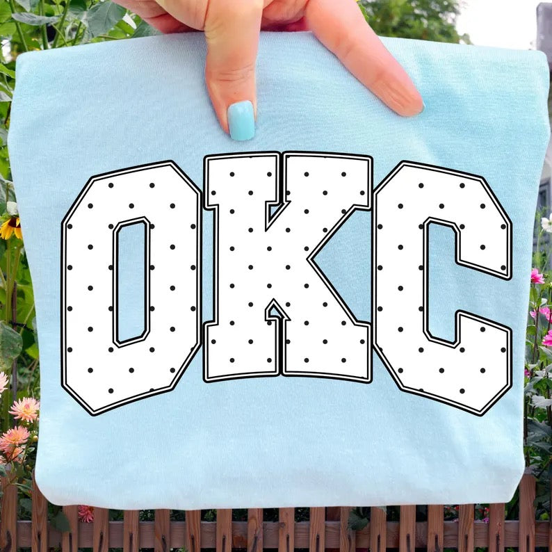 OKC block polka DTF transfer