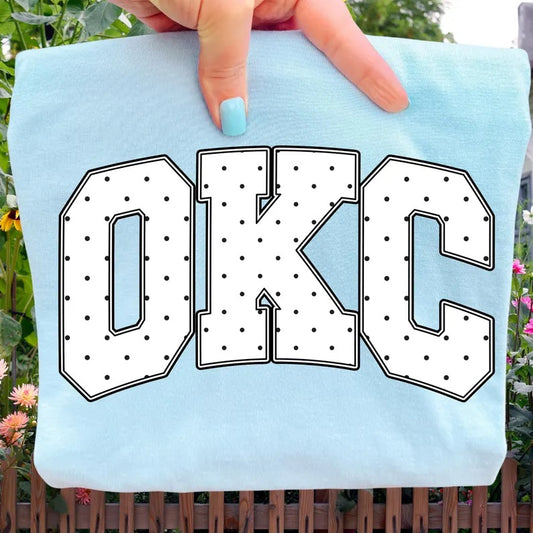 OKC block polka DTF transfer