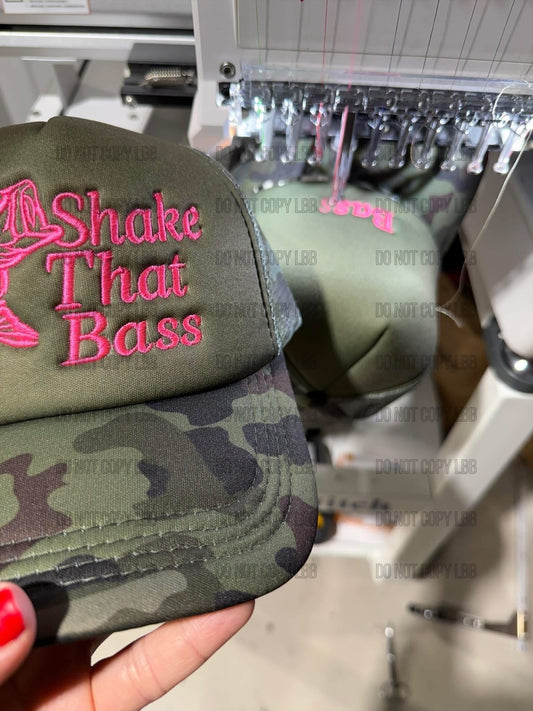 Shake that bass camo trucker hat