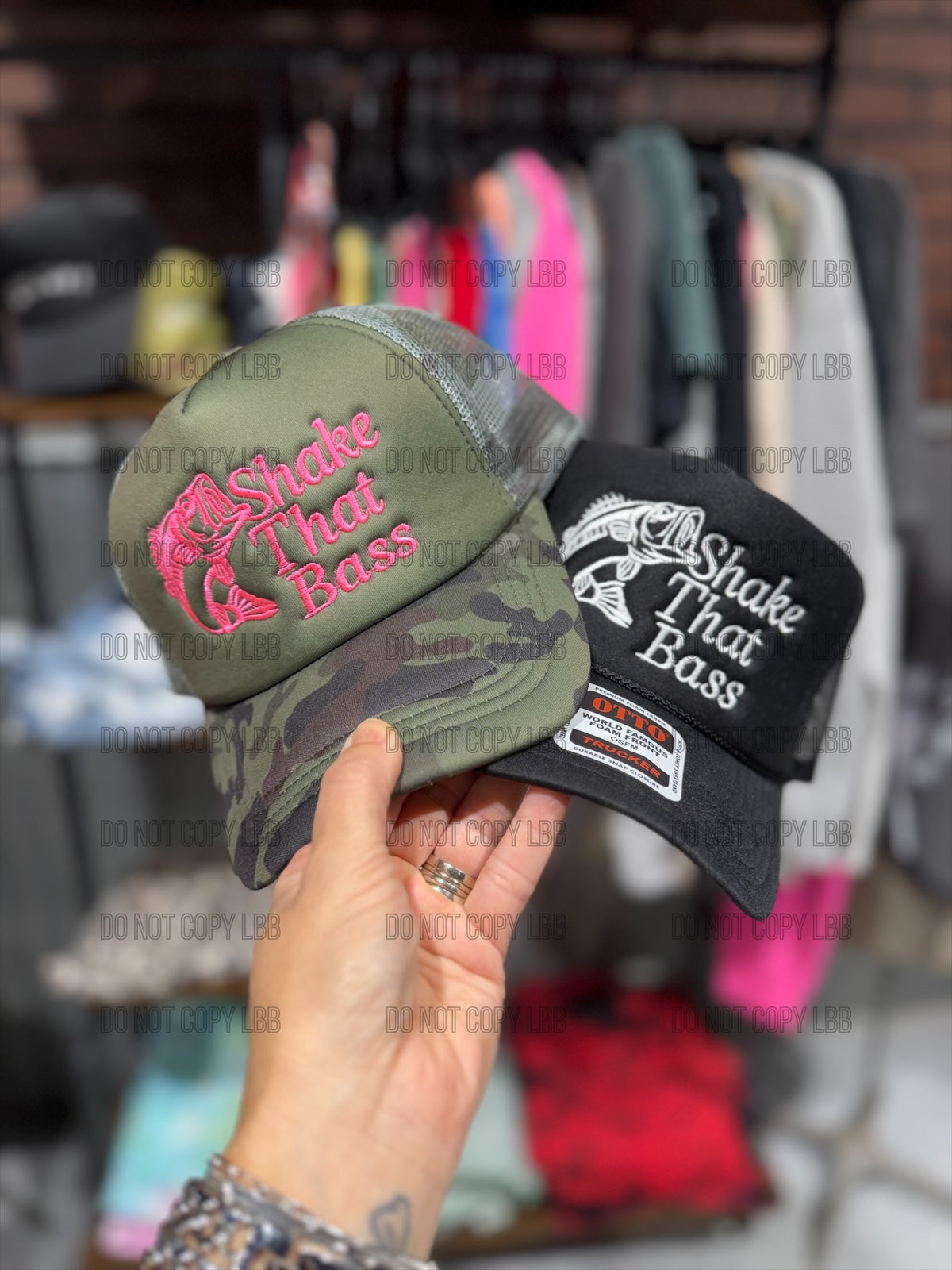 Shake that bass trucker hat embroidered