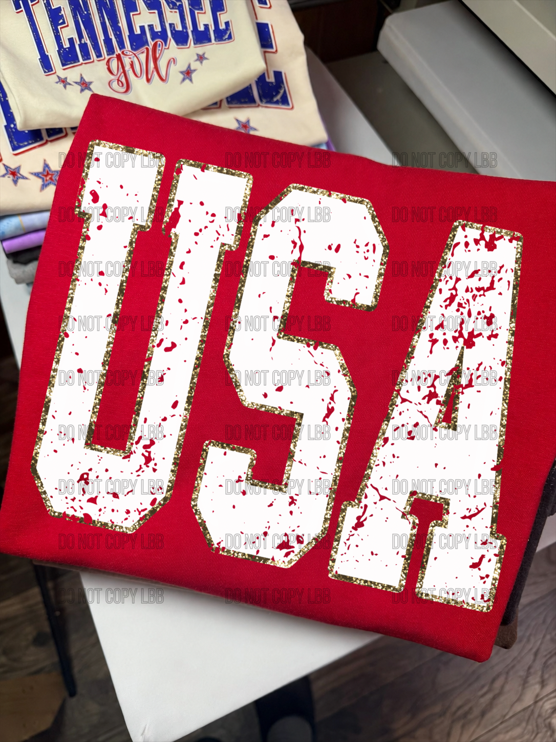 USA white distressed DTF TRANSFER