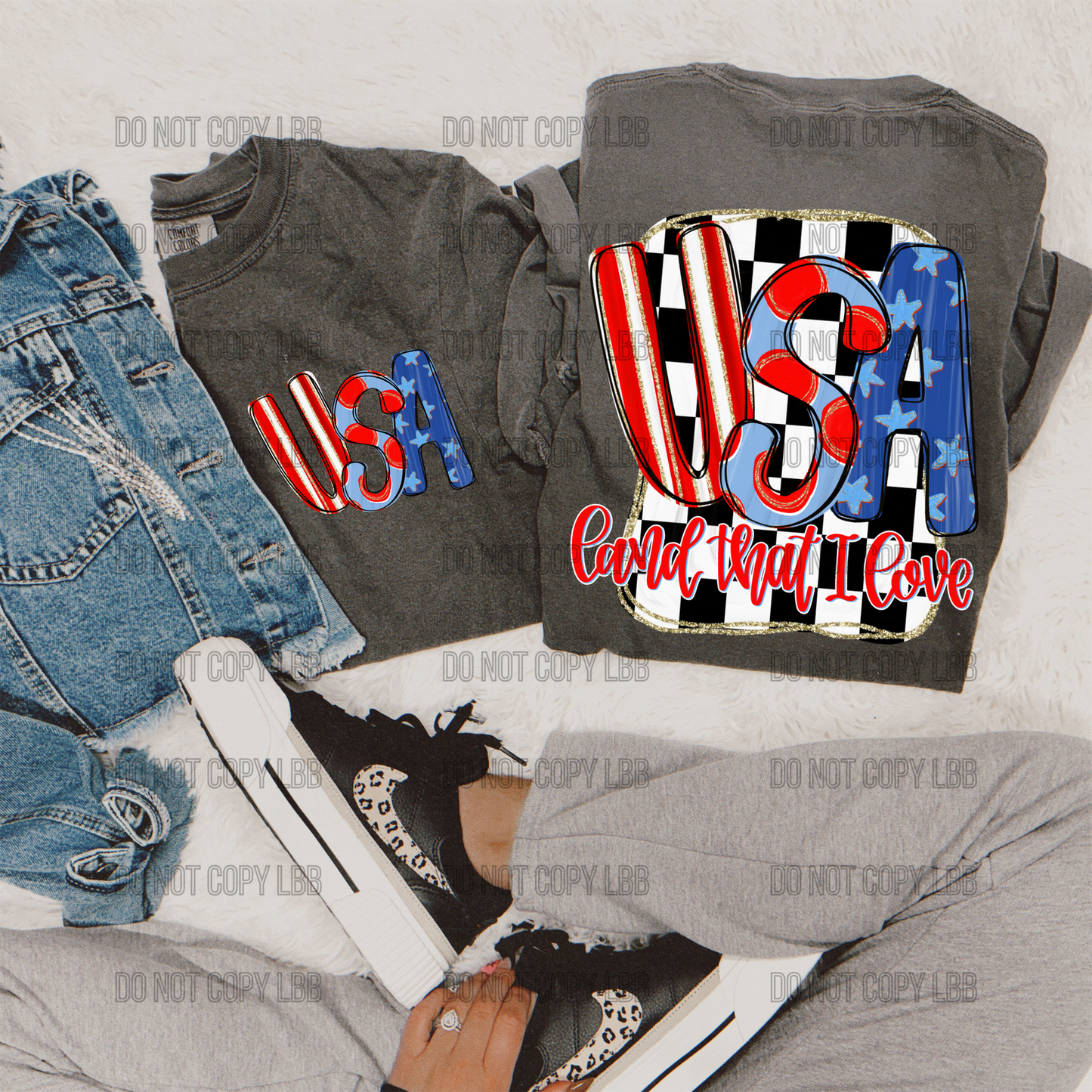 Check USA front + back DTF TRANSFER