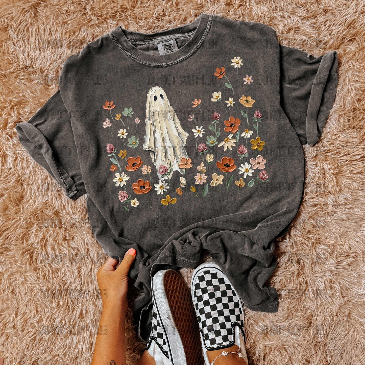 Painted ghost floral DTF TRANSFER