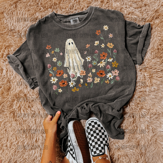 Painted ghost floral DTF TRANSFER