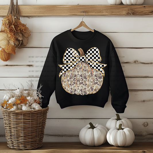 Camo check pumpkin DTF TRANSFER