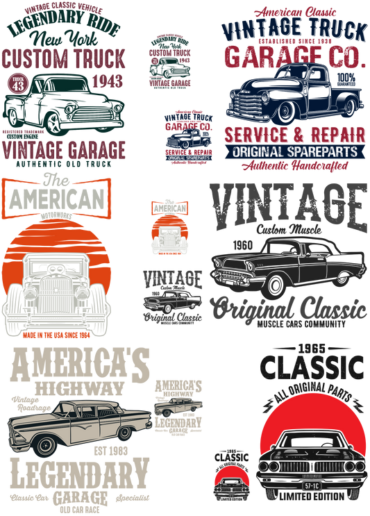 30"x48" Classic cars & trucks gangsheet