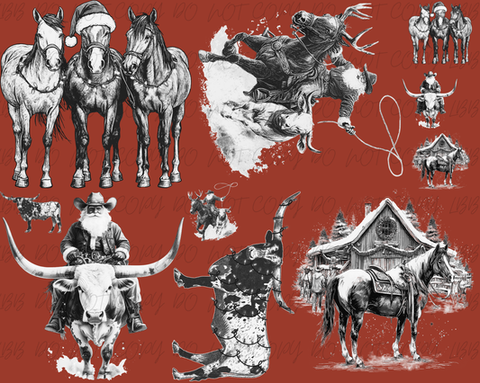 30”x24” Western Christmas HALFTONE premade gangsheet