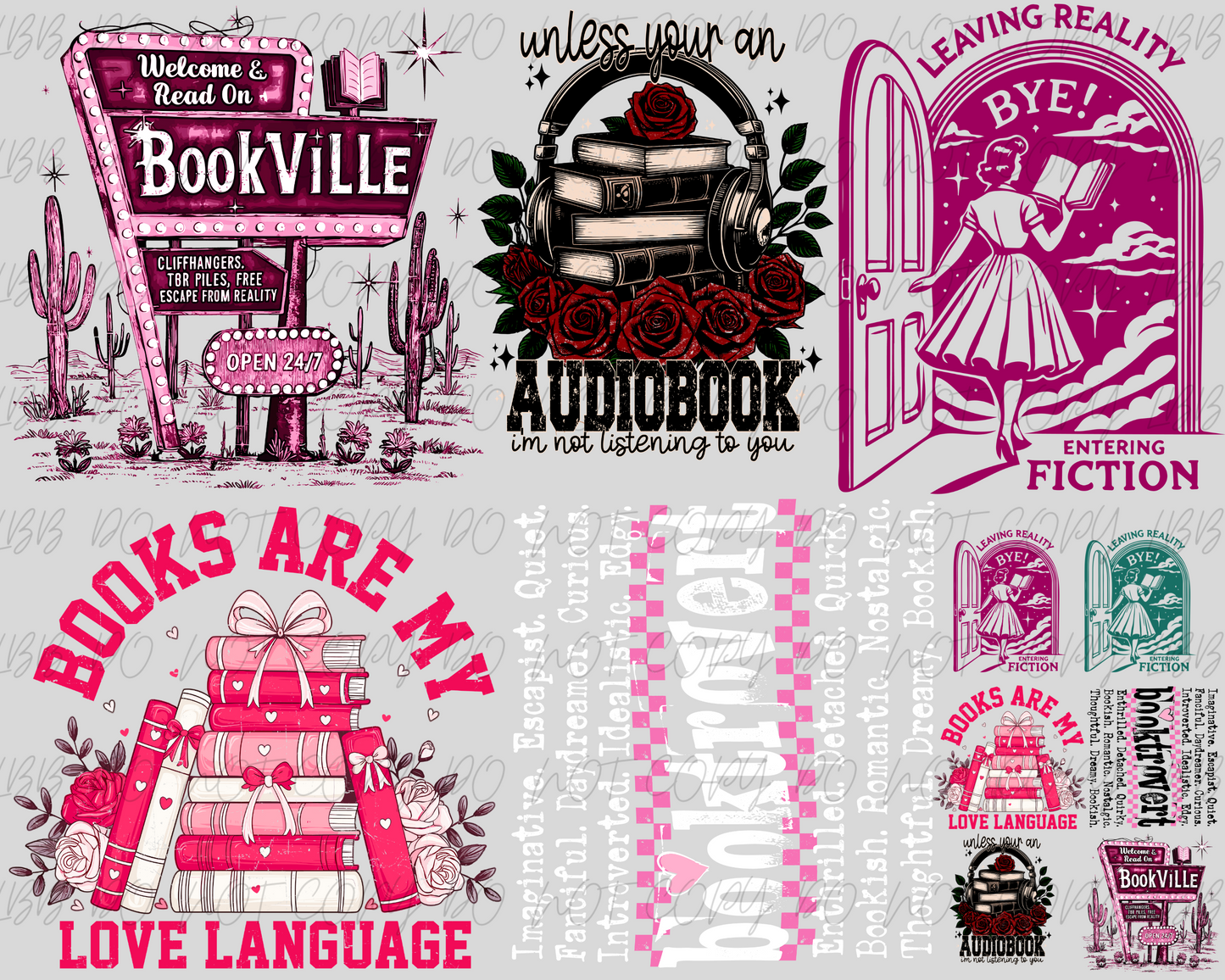 30x24 BOOKISH premade gangsheet