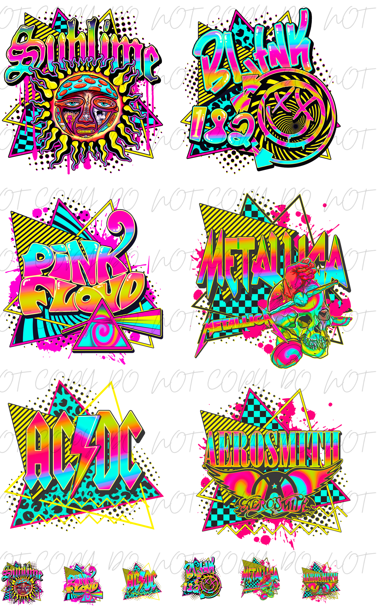 30"x48" RETRO NEON BANDSSS PREMADE GANGSHEET