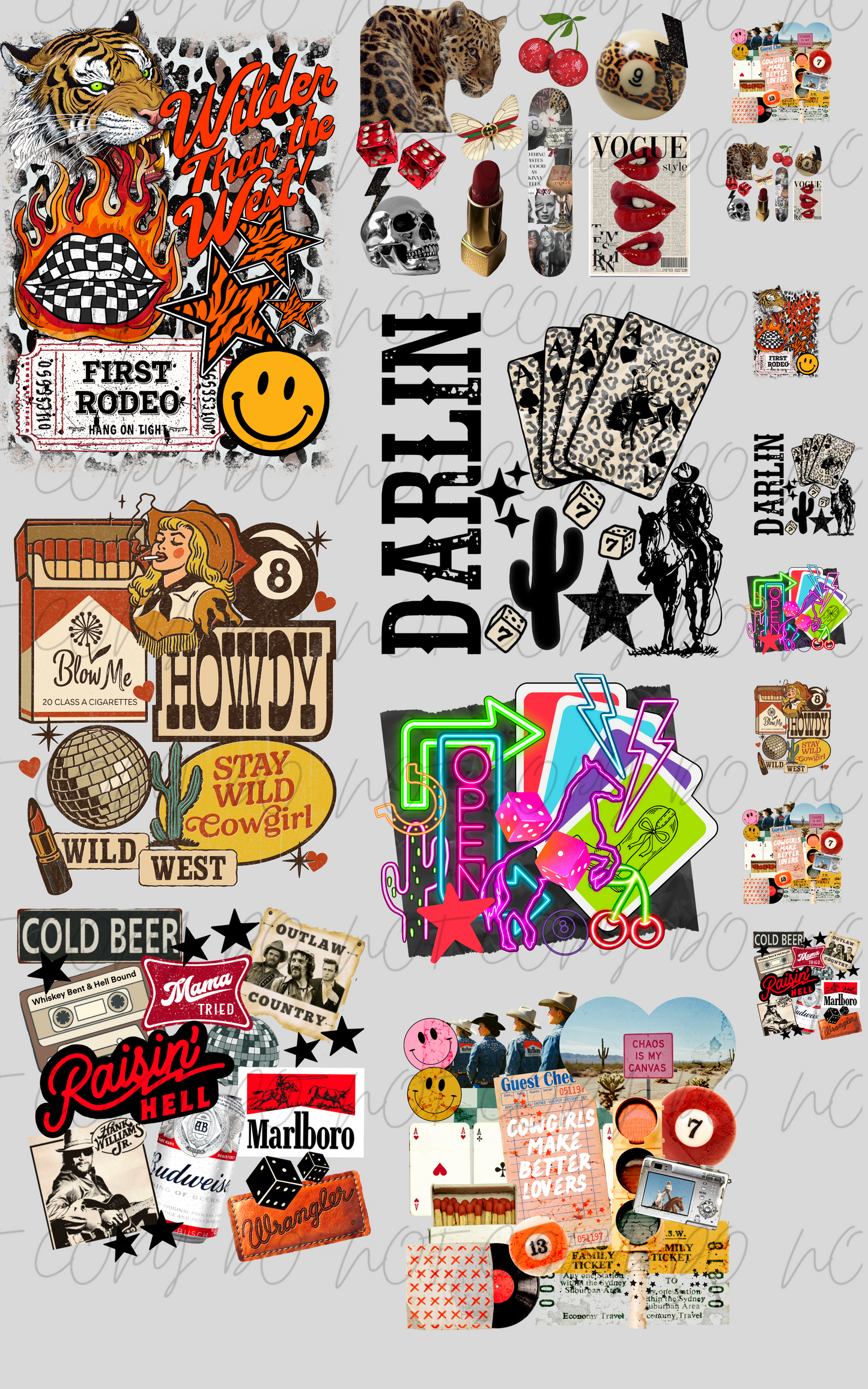 30"x48" WESTERN COLLAGE  PREMADE GANGSHEET