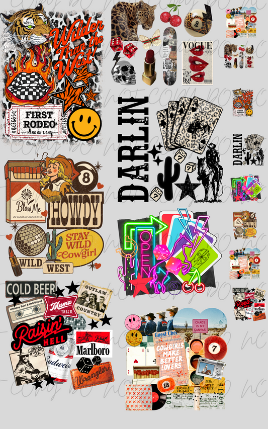 30"x48" WESTERN COLLAGE  PREMADE GANGSHEET