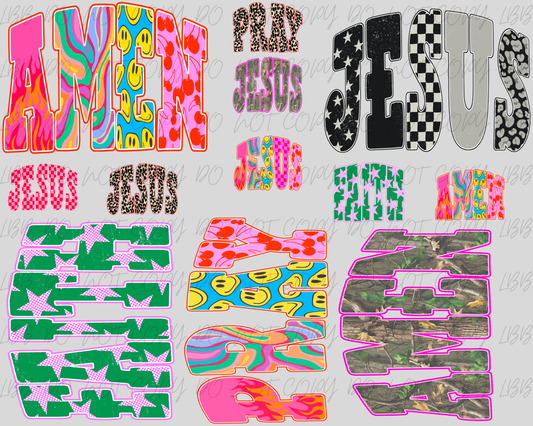 30”x24” Funky Christian premade gangsheet