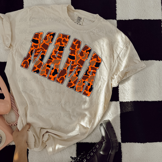 Orange camo mama DTF TRANSFER