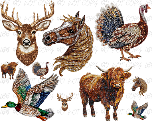 30x24 Faux rhinestone animals gangsheet