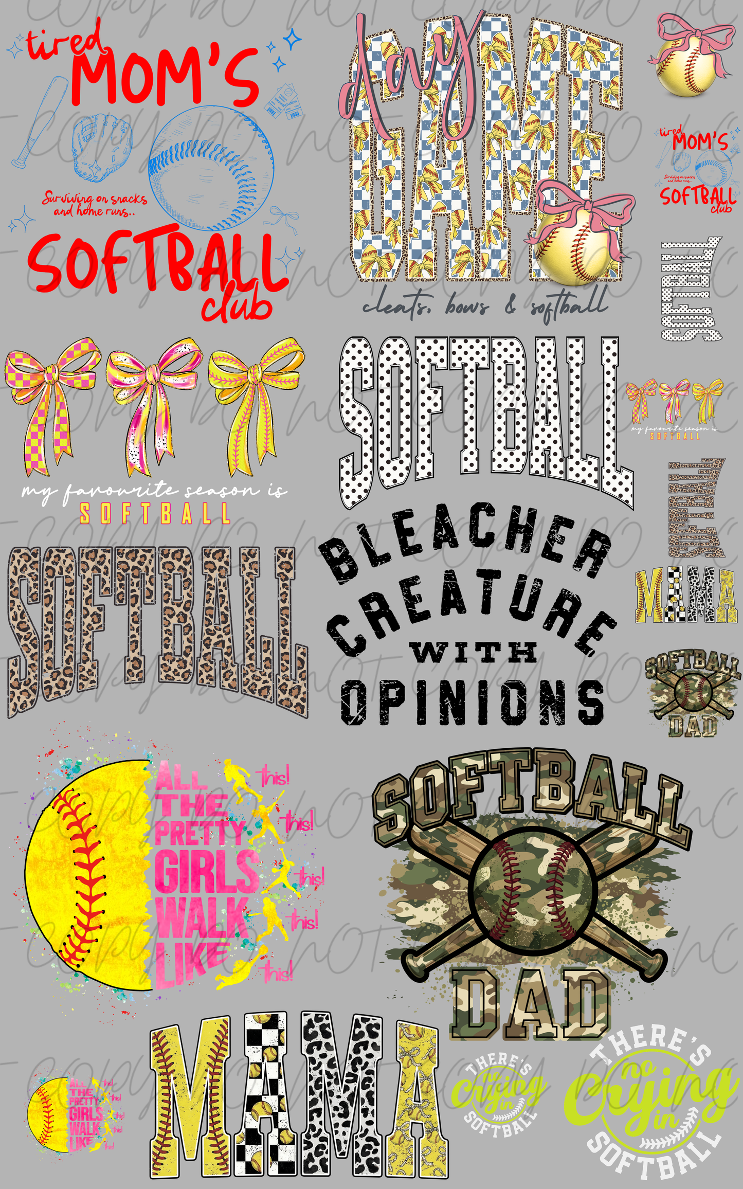 30"x48"Softball Game Day PREMADE GANGSHEET