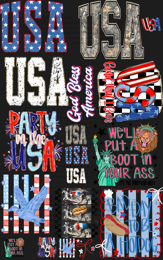 30x48 God Bless AMERICA Gang Sheet