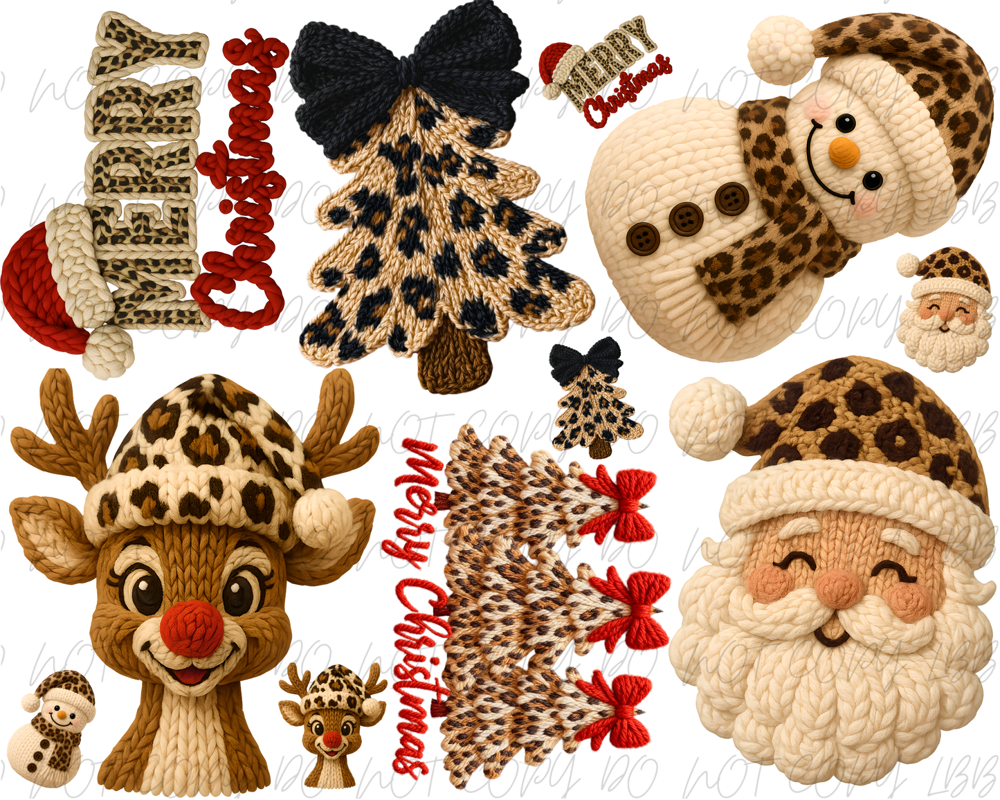 30”x24” Leopard Faux Christmas Yarn premade gangsheet